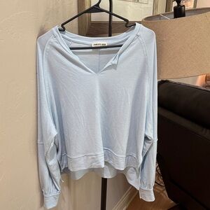Charlotte Russe Sky Blue V-Neck Sweatshirt Medium